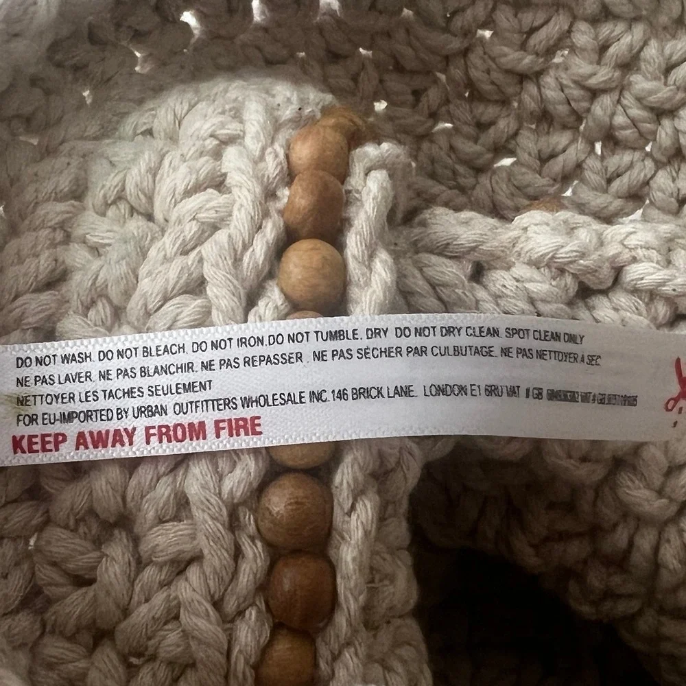 Free People Crochet Beaded Shoulder Bag Cream Boho Crossbody - Picture 6 of 7